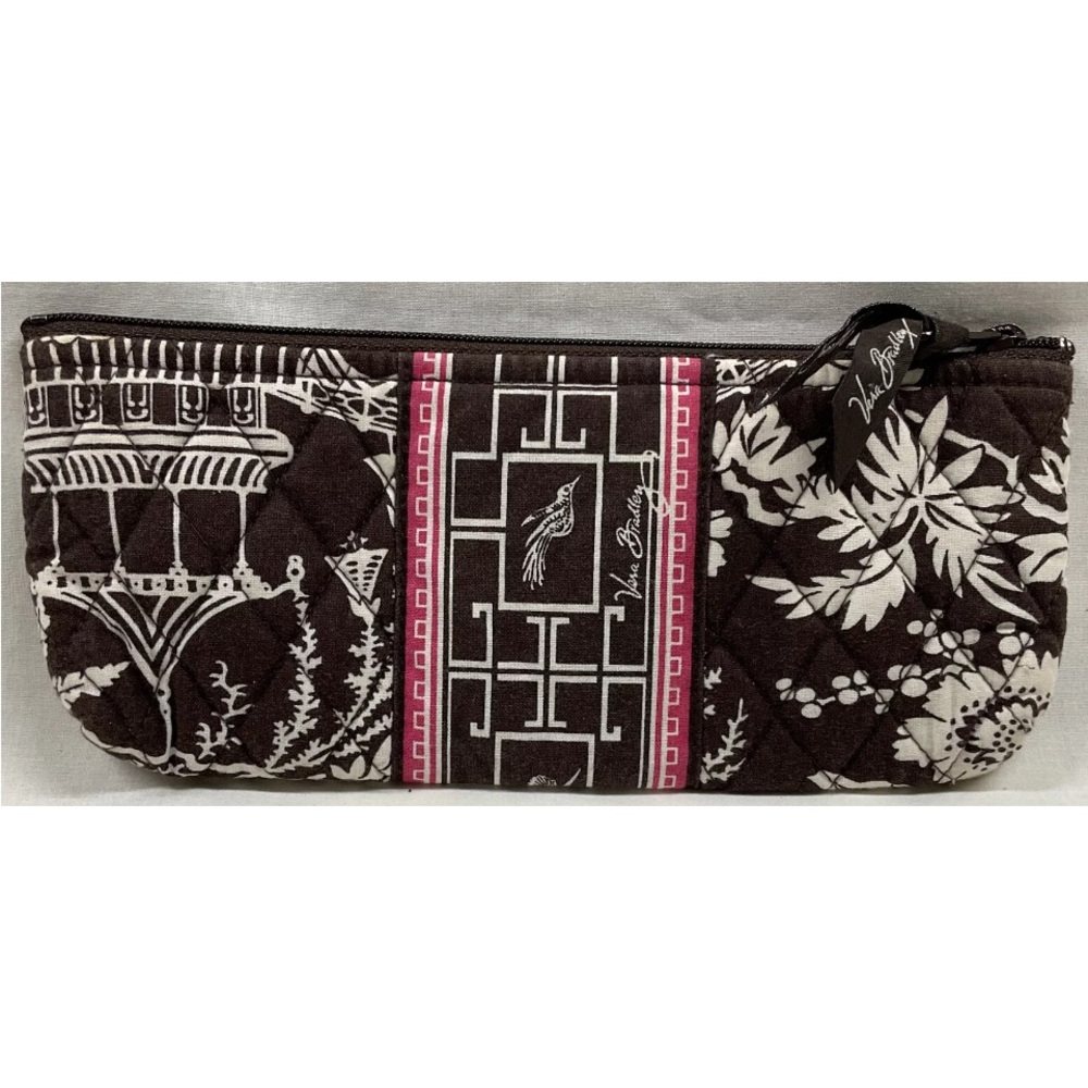 Vera Bradley Ming Garden Imperial Toile Pencil Pouch Cosmetic Makeup Bag NEW